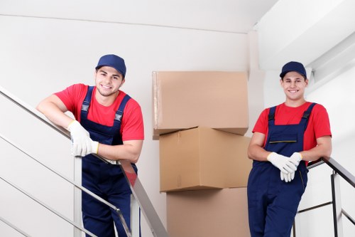 Removal team planning a move in a Maida Vale street