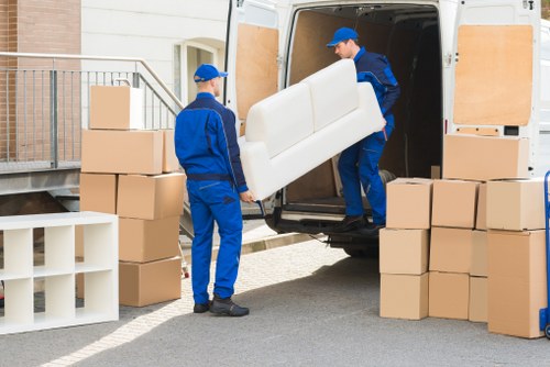 Student removals team preparing boxes for a move in Maida Vale